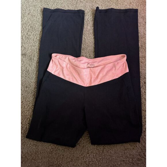 Size Medium Orange Band Low Waisted Black Flare Yoga Pants - Picture 2 of 5